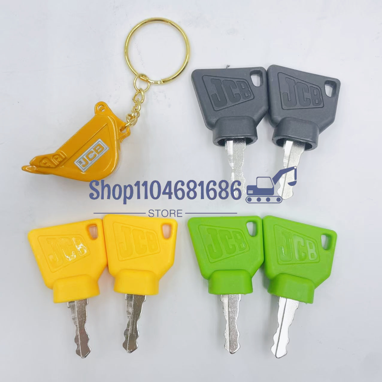 Heavy Equipment Key Ring - 2Pcs Black JCB 3CX Parts Digger