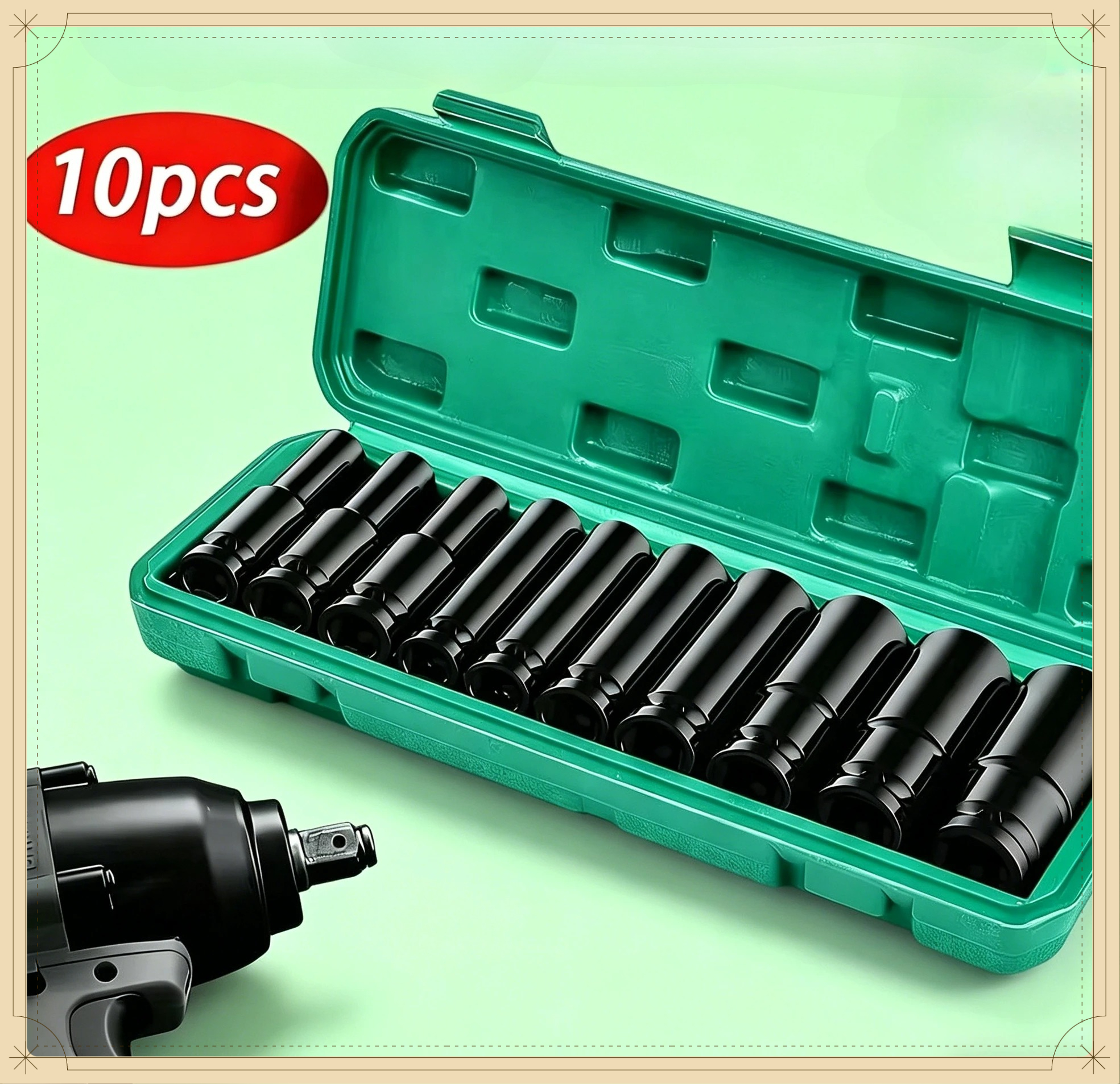 Heavy Equipment Maintenance - 10PCS Metric Impact Socket Wrench Set