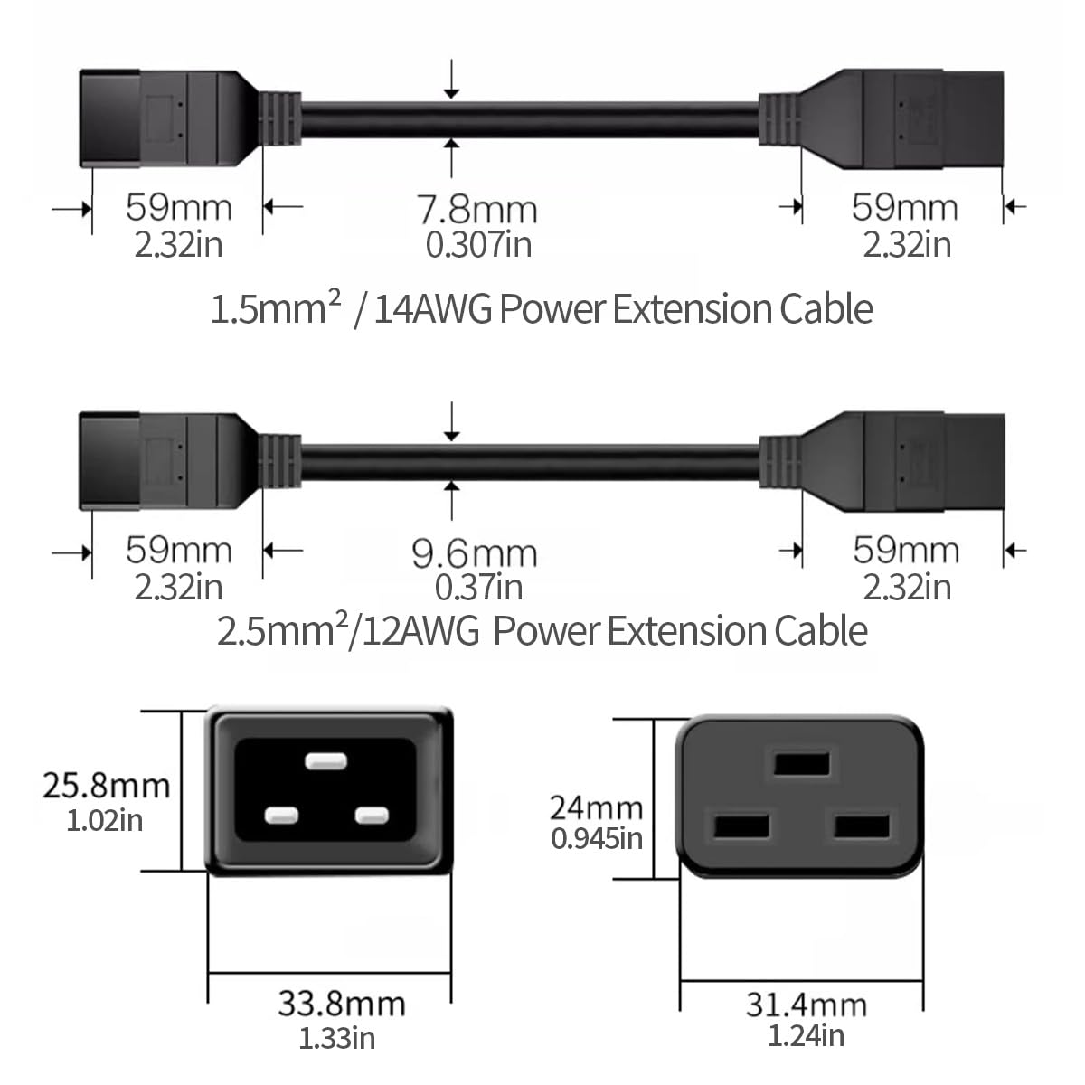 TOWE IEC C20 to C19 Power Exte - مراجعة Heavy Equipment Center وسعره